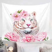 Rosy Lady White Tiger Tapestry