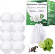 Rodent and Insect Repellent Balls 8 Packs, Repellent Balls for Squirrel, Peppermint Oil to Repel Mice and Rats, Mouse Deterrent for House, Car Engine, Attic and Yard