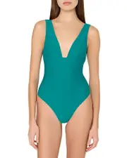 Milly Plunge Neck One Piece Swimsuit