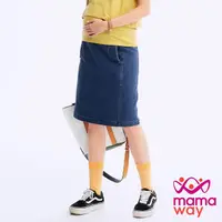 在飛比找momo購物網優惠-【mamaway 媽媽餵】針織剪接牛仔孕婦裙(藍色)