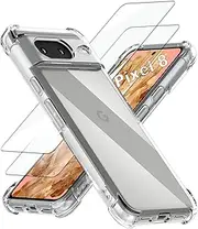 USTIYA 2-Pack Screen + Case Protector for Google Pixel 8 Protection Tempered Glass Film, HD Clear Cover