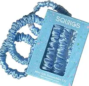 Squigs Mini Scrunchies for Women & Girls – Skinny Silk Hair Ties for Curly Hair – Soft Hold, No Crease, No Tugging – Thin, Gentle Mini Scrunchies for Ponytails, Braids, Buns & Daily Use – 3-Pack
