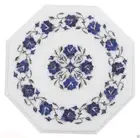 12" marble corner side table top semi precious stones lapis inlay art home decor