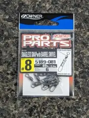 Owner Snagless Snap with Barrel Swivel - Size #8 - 49lb - 5189-081