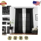 Stylish Black Linen Curtains 2 Panels 108 Inch - Filter Light & Maintain Privacy