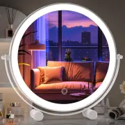 10-inch Lighted Makeup Mirror with Magnification, White Frame Rechargeable 30...