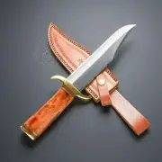 Rare!! Handmade Full Tang D2 Braso Bowie Knife Bone Handle Free Leather Sheath