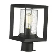 Post Lights Outdoor Fixture, 1-Light Lamp Post Lantern, Black Finish, Seeded