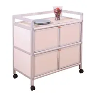 在飛比找momo購物網優惠-【DFhouse】蓋登-鋁合金活動置物櫃-二層4門(微波爐烤