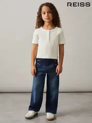 Reiss Ivory Margot Cotton Pointelle Button T-Shirt (W30197) | $55