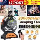 20000mAh Camping Fan Auto Oscillating LED Light USB Desk Fan Red Camping AU