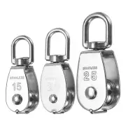 304 Stainless Steel Single Pulley Block Load 77/165/331lbs M15/M20/M25 3 Pack