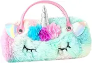 [FOMIYES] Plush Unicorn Eyeglass Case for Portable Handheld Storage Cute and Design Durable Protection for Glasses for Outdoor Use