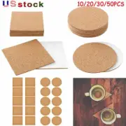 10/20/50x Self-Adhesive Cork 4 Inches Cork Backing Sheets Cork Tiles Coasters US