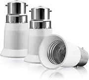 Lamptobe B22 to E27 Socket Adapter, Max Power 60W Bayonet to Screw Bulb Adaptor, AC100-240V BC to ES Lamp Base Adapter for E27 Screw Base LED Bulbs, Incandescent Bulbs and CFL Bulbs-3Pack