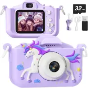 Upgrade Unicorn Toys Kids Camera 1080P HD Digital Video Cameras Purple