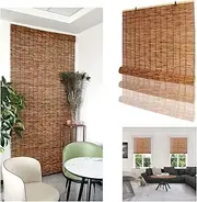 Bamboo Blinds 48 inches Wide,Outdoor Reed Roller Blinds,Roman Window Shades,Cordless Design,Hand-Woven,Customizable (Color : 109x183cm/43x72in)