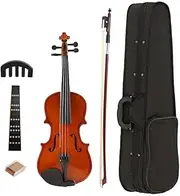 Violin for Beginners Adults 1/8 plywood bright color violin trainer set violin bow silencer practice kit wooden string instrument(Light Brown)