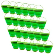 24x 7L Foldable Collapsible Silicone Bucket for Hiking/Camp/Fishing Bulk Green