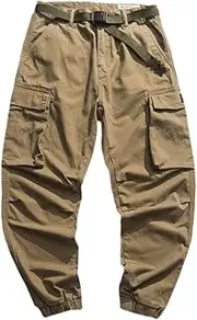 [Haitpant] Men Cotton Military Joggers Streetwear Tactical Pants with Belt Cargo Pants Army Harajuku Trousers