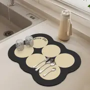 Black 30CM X 48CM Dish Drying Mat for Kitchen Counter-Water Absorbing Hide Stain Kitchen Counter Drying Mat-Rubber Backed Under Dish Mat Coffee Mat