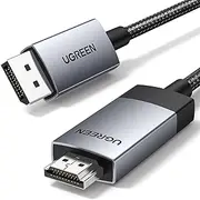 UGREEN DisplayPort to HDMI Cable 2M 4K@60Hz HDR Active DP 1.2 Cord Aluminum Braided Uni-Directional Converter Compatible with Monitor, Projector, Dell, HP