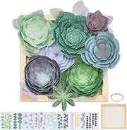 WEBEEDY Paper Succulent Making Kit for Beginner Make You Own Succulent Craft Kit with Pre-Cut Paper & Wooden Pot,DIY Handmade Arts and Crafts Projects for Valentine's Day Birthday Gift