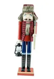 15 Inch Traditional Wooden Nutcracker, Festive Christmas Décor for Lumberjack