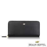 【BRAUN BUFFEL 德國小金牛】台灣總代理 城市 10卡拉鍊長夾-黑色(BF696-602-BK)