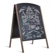 40" Double-Sided Standing Blackboard, Wooden A-Frame Rustic Chalkboard, Remov...
