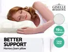 Giselle Bedding Memory Foam Pillow Extra High Density Neck Shoulder Support x 2