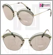 MIU MIU Overlapping Game 53S Light Green Gold Mirrored Round Sunglasses MU53SS