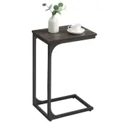 C-Shaped End Table, Small Side Table for Couch, Sofa 1 Chestnut Brown + Black