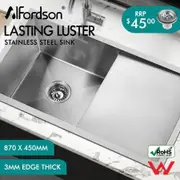 ALFORDSON Kitchen Sink Stainless Steel Drop in Flush Under Mount Basin 870X450MM
