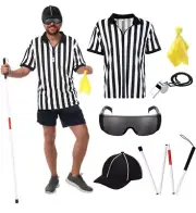 Men's Referee Shirt Blind Referee Costume Kit Folding Blind Cane Referee Hat Gla