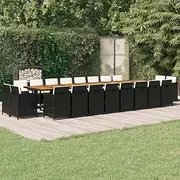 Patio Furniture Sets 21 Piece Garden Dining Set with Cushions Black Poly Rattan