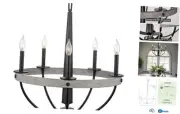 Madison 27" 5-Light Modern French Country Farmhouse Chandelier, Round