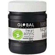 Global Colours Acrylic Paint Zero VOC 500mL Metallic Black