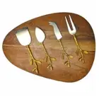 Stainless Steel & Brass Pronged Knife Cheese Spreader Knife & Fork Set Kitchen