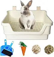 kathson Extra Large Rabbit Litter Box Trainer Rabbit Toilet Small Animal Potty Bunny Litter Pan Box for Adult Guinea Pig Rats Chinchilla Ferret Galesaur (White)