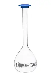 Eisco Labs 250ml Volumetric Flask with Stopper, Class A, ASTM - White Graduation