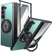 [Nexue] for Samsung Galaxy Z Fold 4 Case, Magnetic Rotatable Metal Ring Holder Kickstand,Built in Screen Protector,Camera Protection,Hinge Protection,Phone Cover for Galaxy Z Fold 4 5G,Green