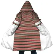 Personalized Hooded Cloak Coat, Red Green Stripes Christmas Color Block Cloak