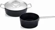 [Fissler] 156-124-02-000 Pot Set, Coating Pot, Adamant, Set of 2, A, Casserole, 9.4 inches (24 cm), Sauce Pan, 7.1 inches (18 cm), Stainless Steel Lid, Gas Fire/Induction Compatible, Non-Stick Coating, Made in Germany, Black