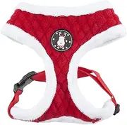 [Puppia] Blitzen Dog Harness Over-The-Head Warm Winter Christmas Holiday Harness Adjustable Chest for Small and Medium Dog, Red, Large