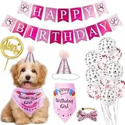 SZMEINANZI Pet Birthday Set Dog Party Flag Banner Birthday Hat Balloon Mouth Water Scarf Decorative Prop