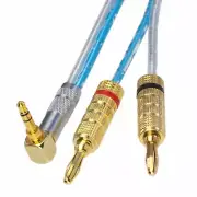 3.5mm 1/8" TRS 90° to Deluxe 4mm bananas Audio computer amplifier cable 1~16FT