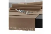 Cotton Ribbed Table Runner Sand by Hoydu