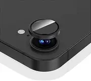 Camera Screen Protector Compatible with iPhone 16e, Pack of 2 Aluminium Alloy Ring, HD Camera Lens Protective Film, Anti-Scratch, Black