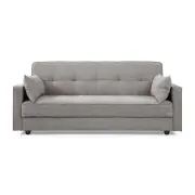 Design Square Modern Designer 3-Seater Suede Fabric Lounge Couch Sofa Bed - Grey